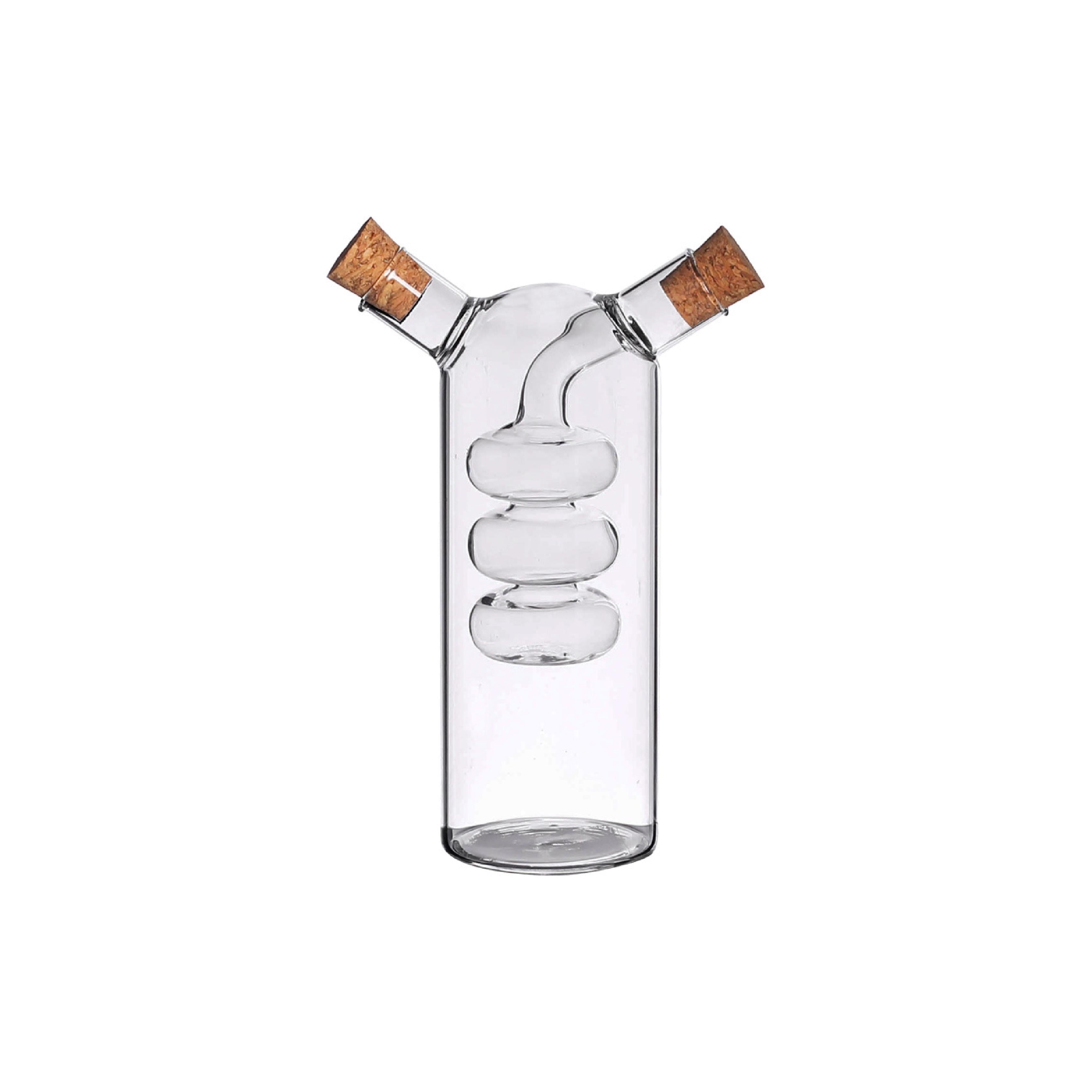 Dual glass bottle oil and vinegar pourer