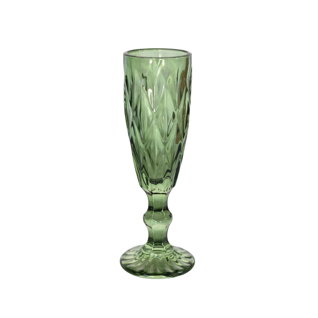Emerald green glass champagne flute