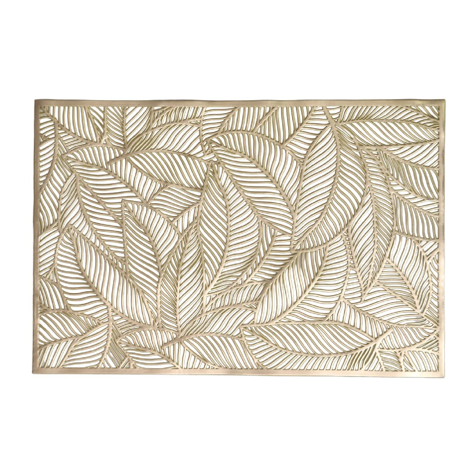 Gold pvc decorative leaf placemat