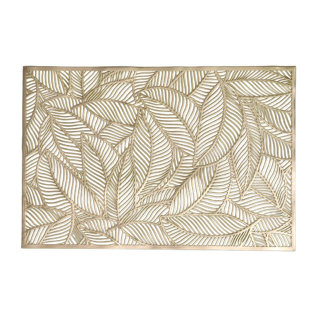 Gold pvc decorative leaf placemat 