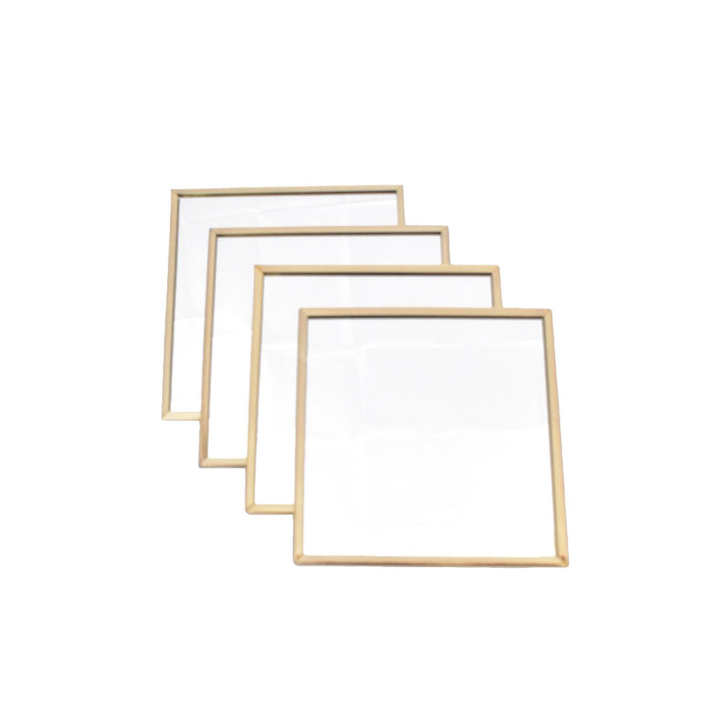 Gold rimmed mirror coaster set of four