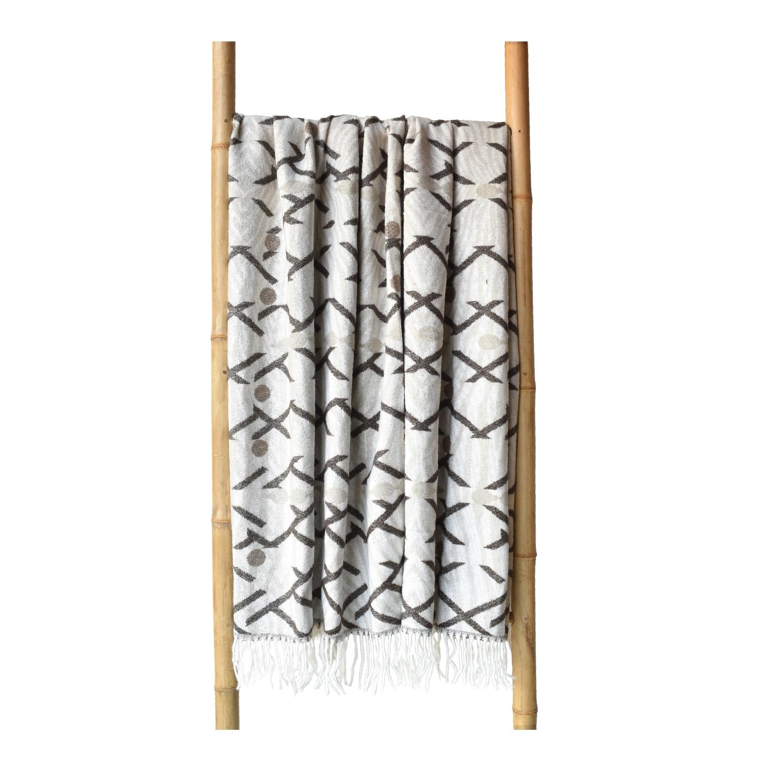 Himba oyster grey & cocoa throw