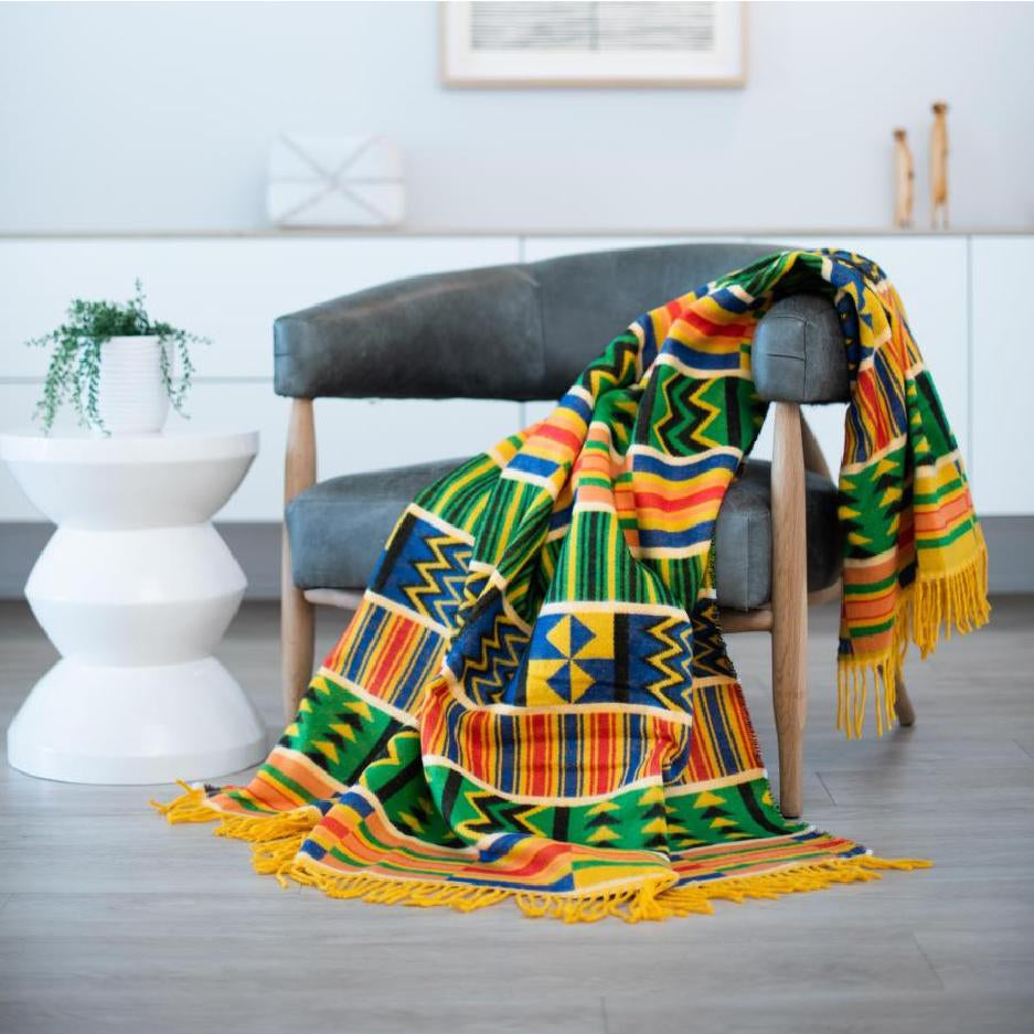 Styled kente colourful pure acrylic throw