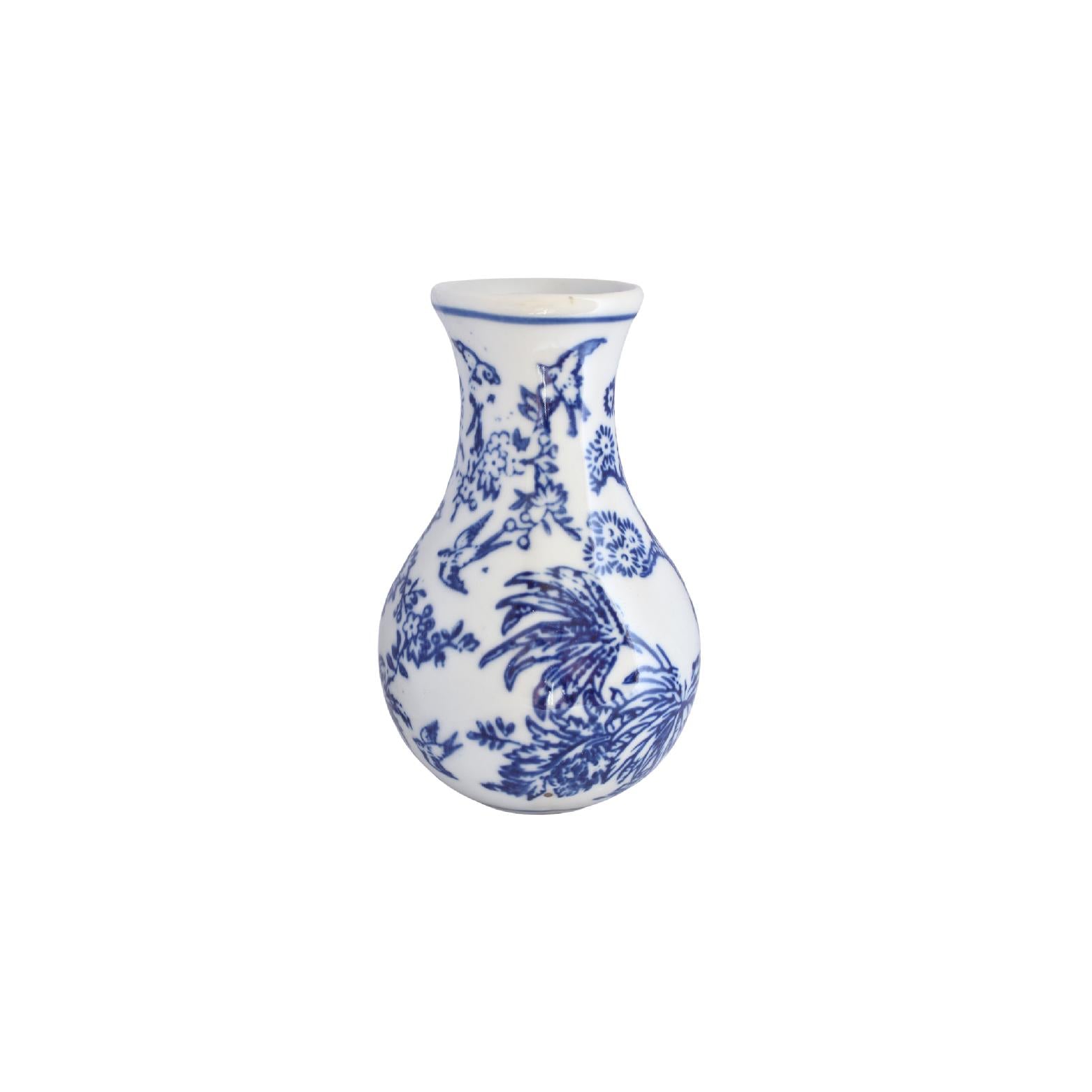Mini navy and white ginger vase