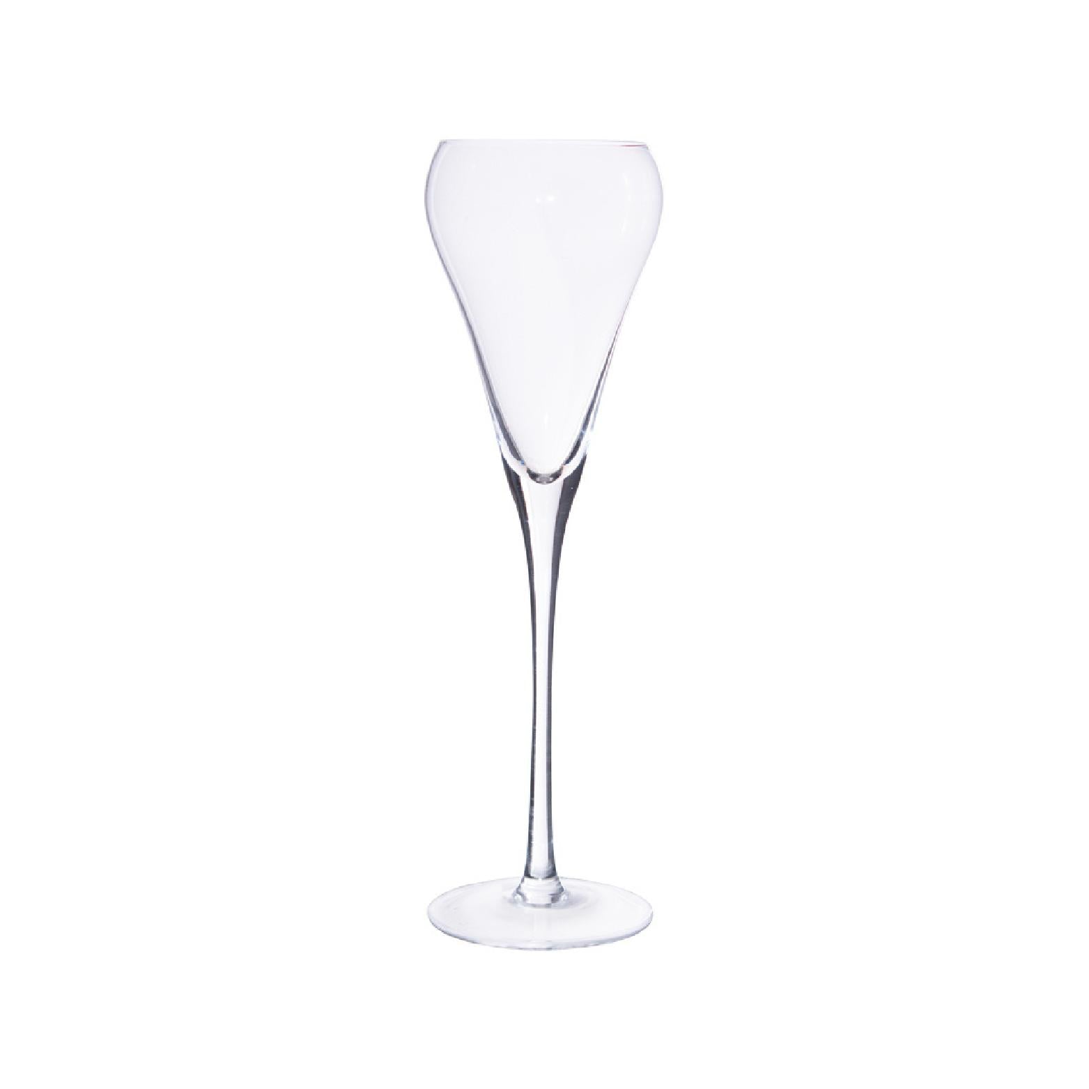 Sleek tapered glass champagne flute with elegant modern design