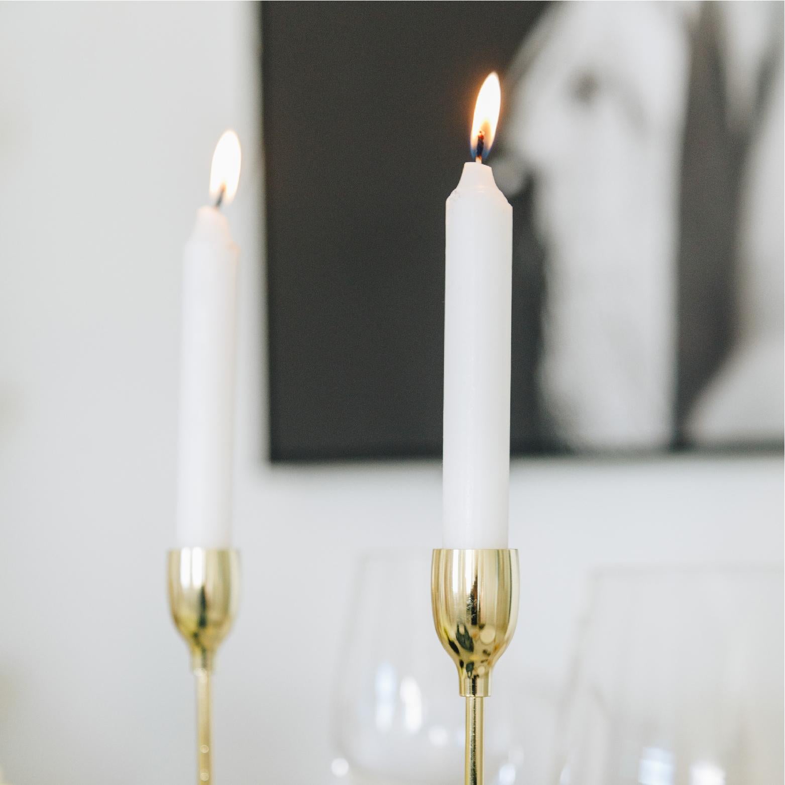 Gold metal candle holder set