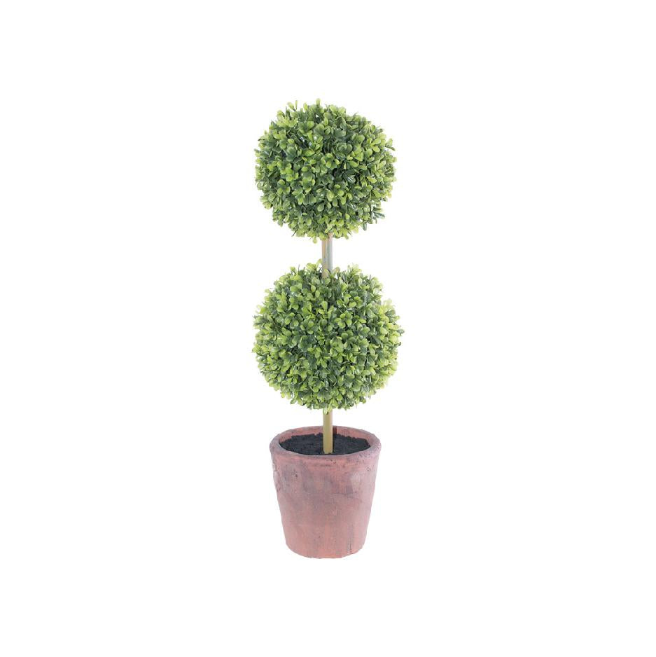 Two-tiered potted topiary grass plant 