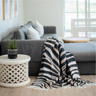 Zebra pattern natural and black pure acrylic throw