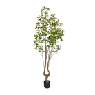 Artificial evergreen leaf tree with a black base