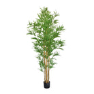 Artificial green grove bamboo plant in black plastic pot