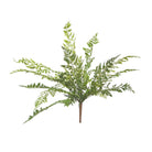 Faux laced fern bush with lace-like fronds in layered greens and a short stem