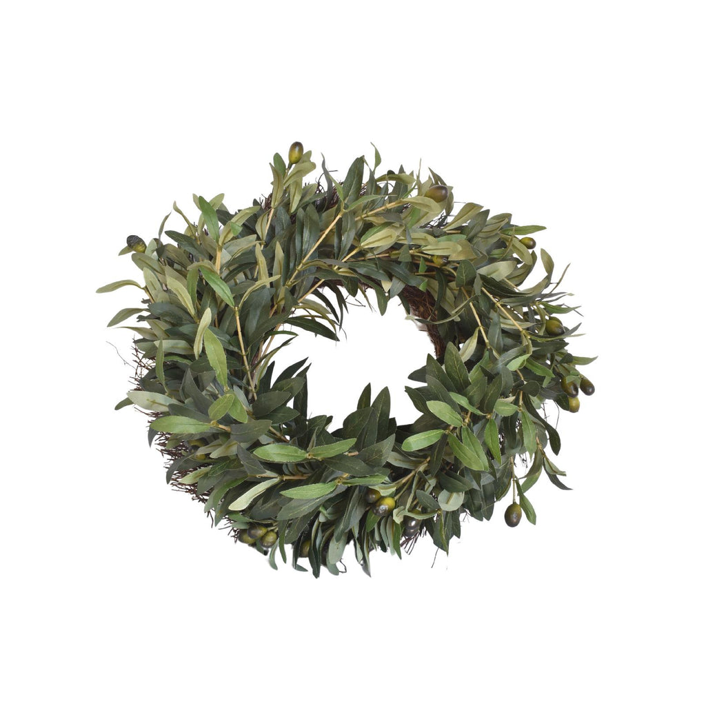 Artificial olive wreath with base