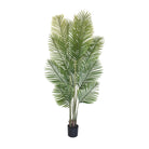 Artificial palm tree in black pot