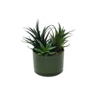 Artificial succulents in green ceramic pot