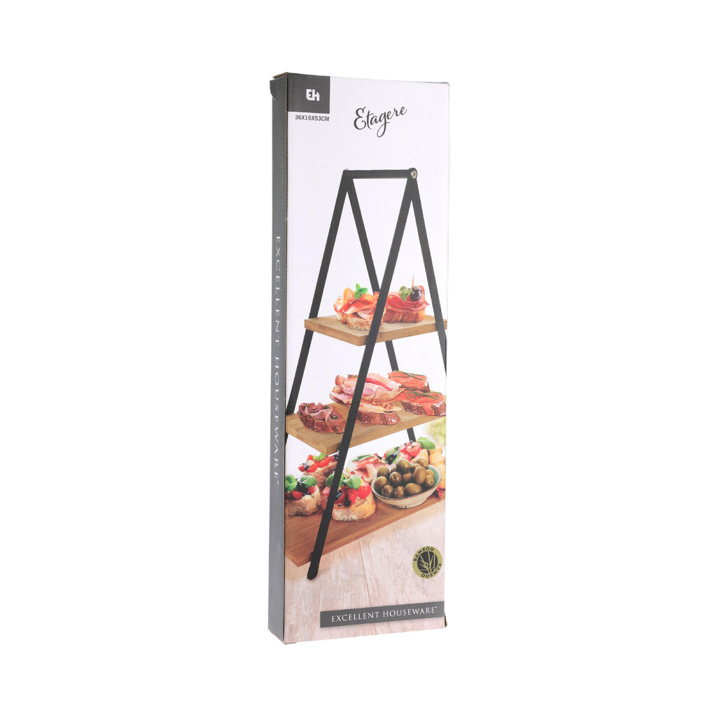 Bamboo tiered serving stand packaging