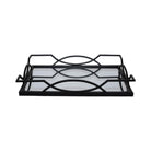 Black metal tray with mirror