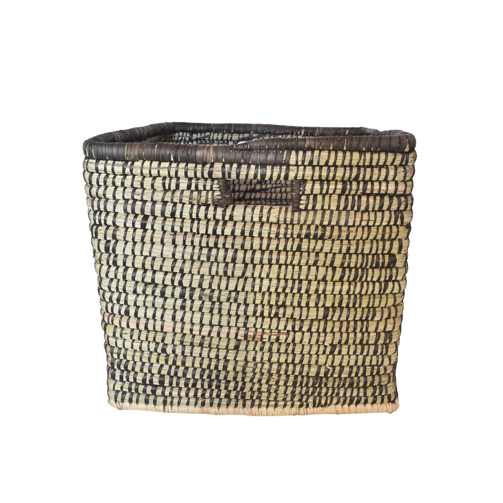 Black square woven storage basket