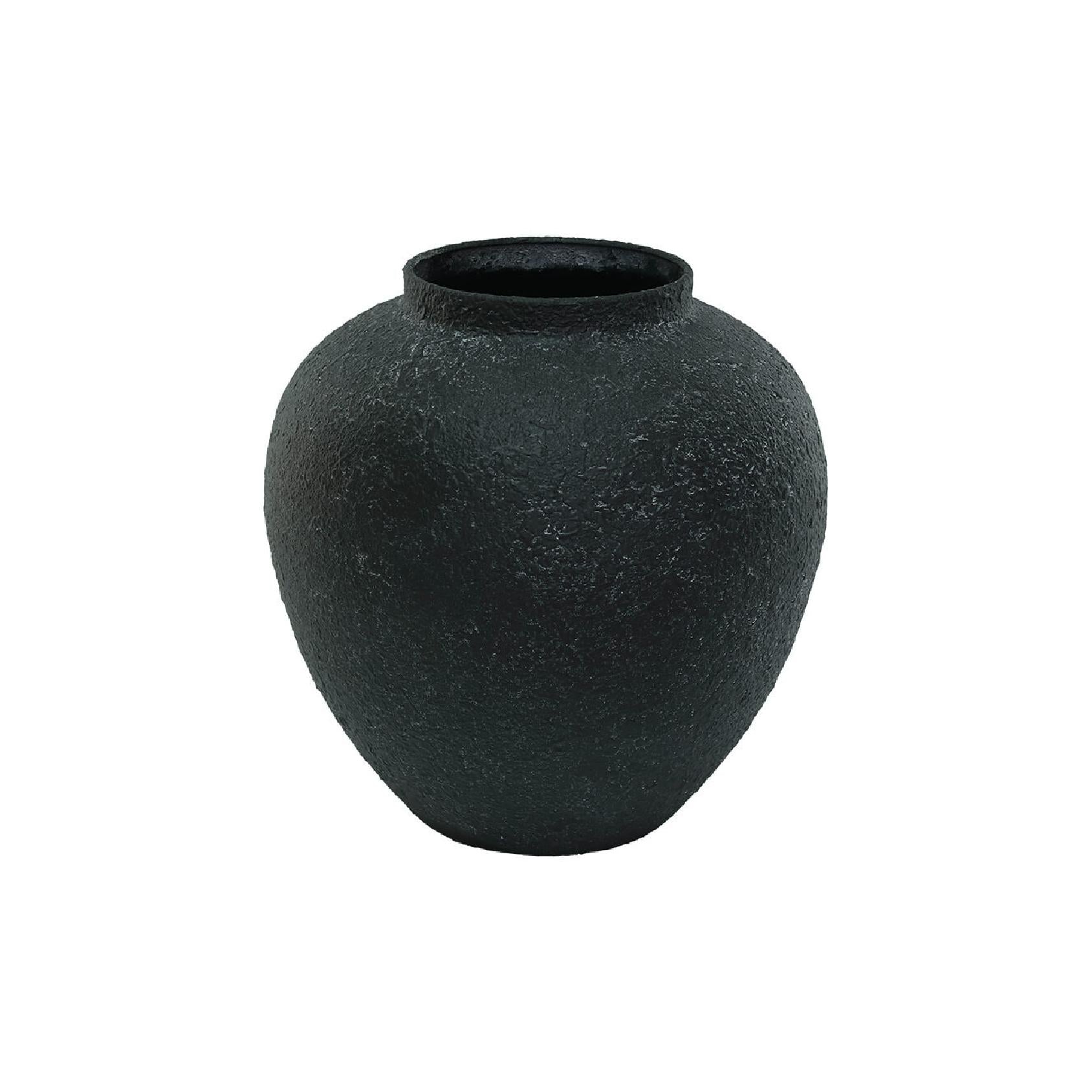 Black textured metal vase
