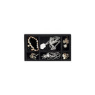 Black velvet jewellery tray with 6 grids
