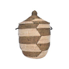 Black and white woven laundry basket