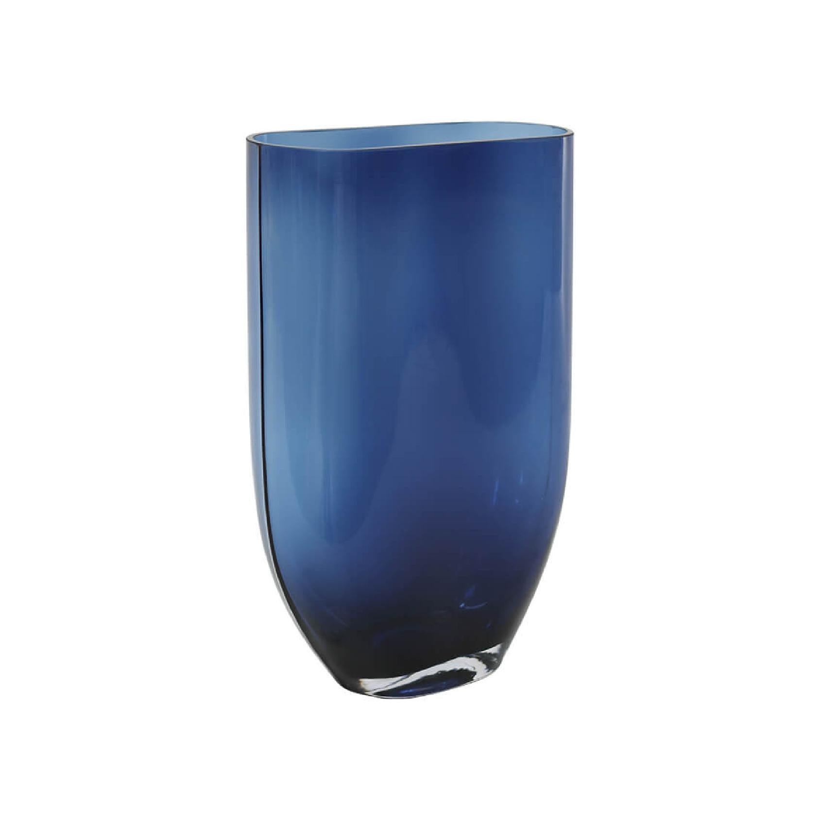 Translucent blue glass vase