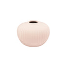 Round blush pink ribbed ceramic vase