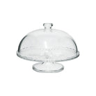 Clear glass cake stand with dome lid