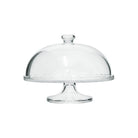 Clear glass cake stand with dome lid