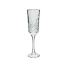 Classic glass champagne flute with a diamond pattern