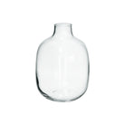 Clear glass bottle-shaped vase