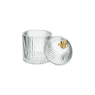 Clear ribbed glass trinket with gold honeybee decoration