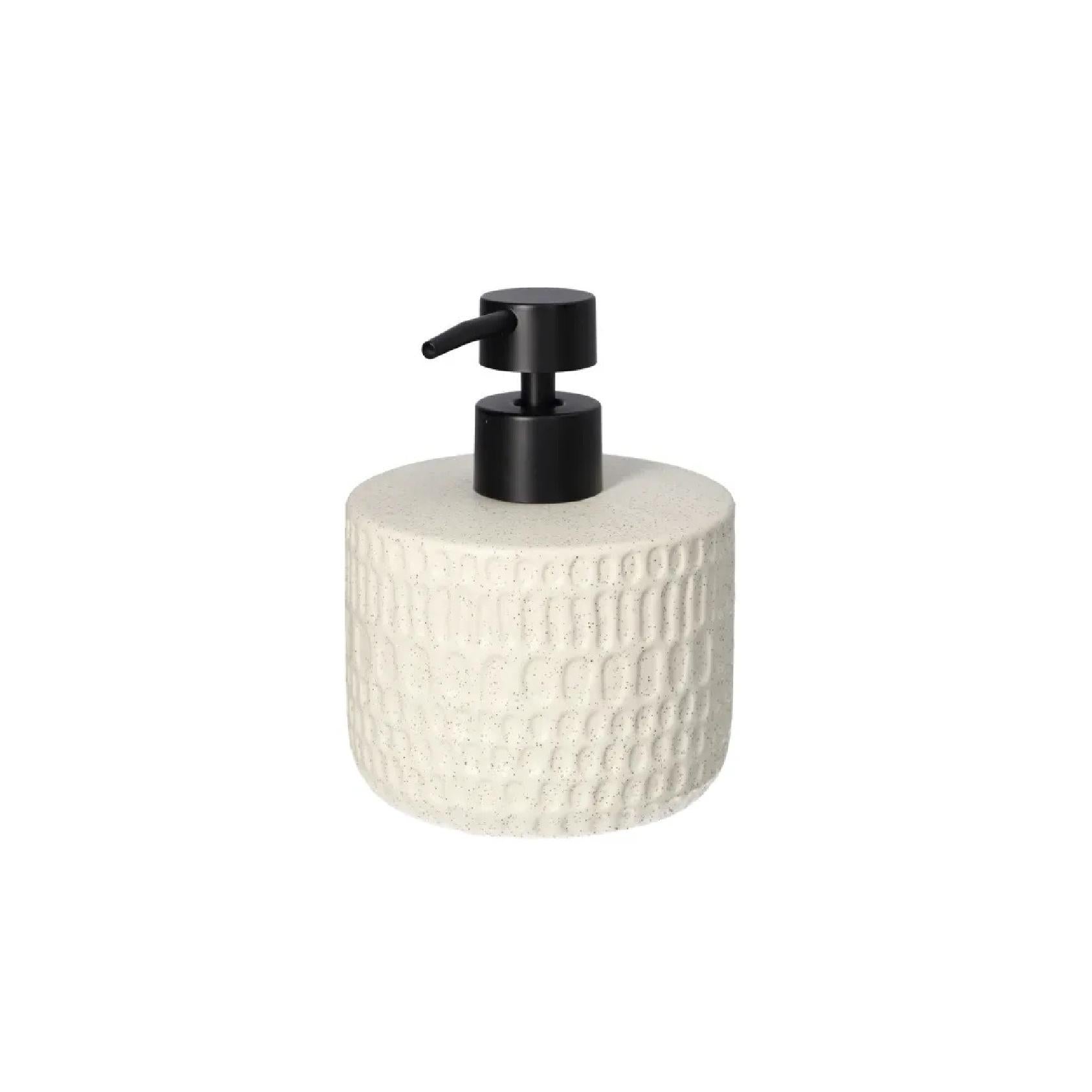 Cream textured ceramic soap dispenser