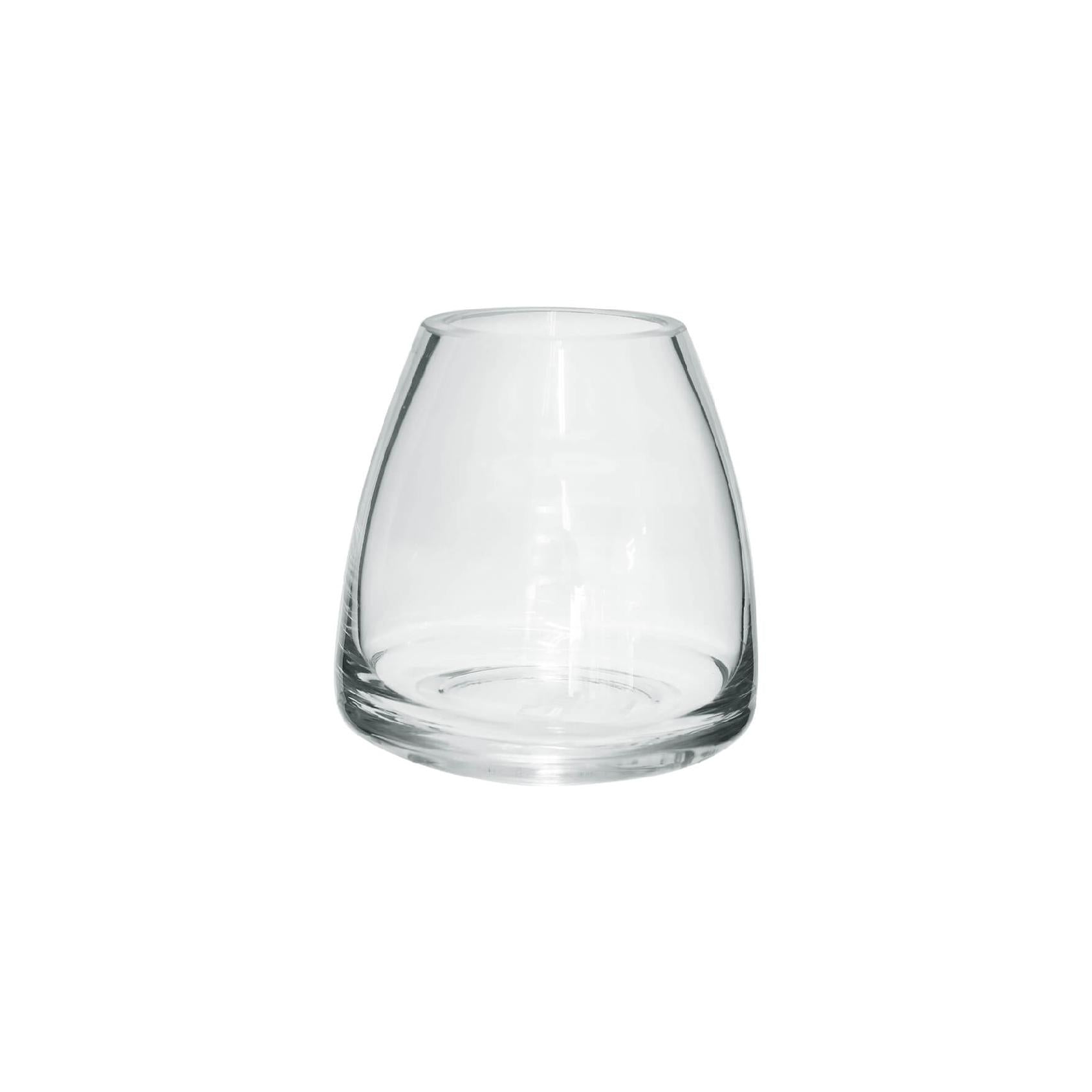 Curved clear glass bud vase