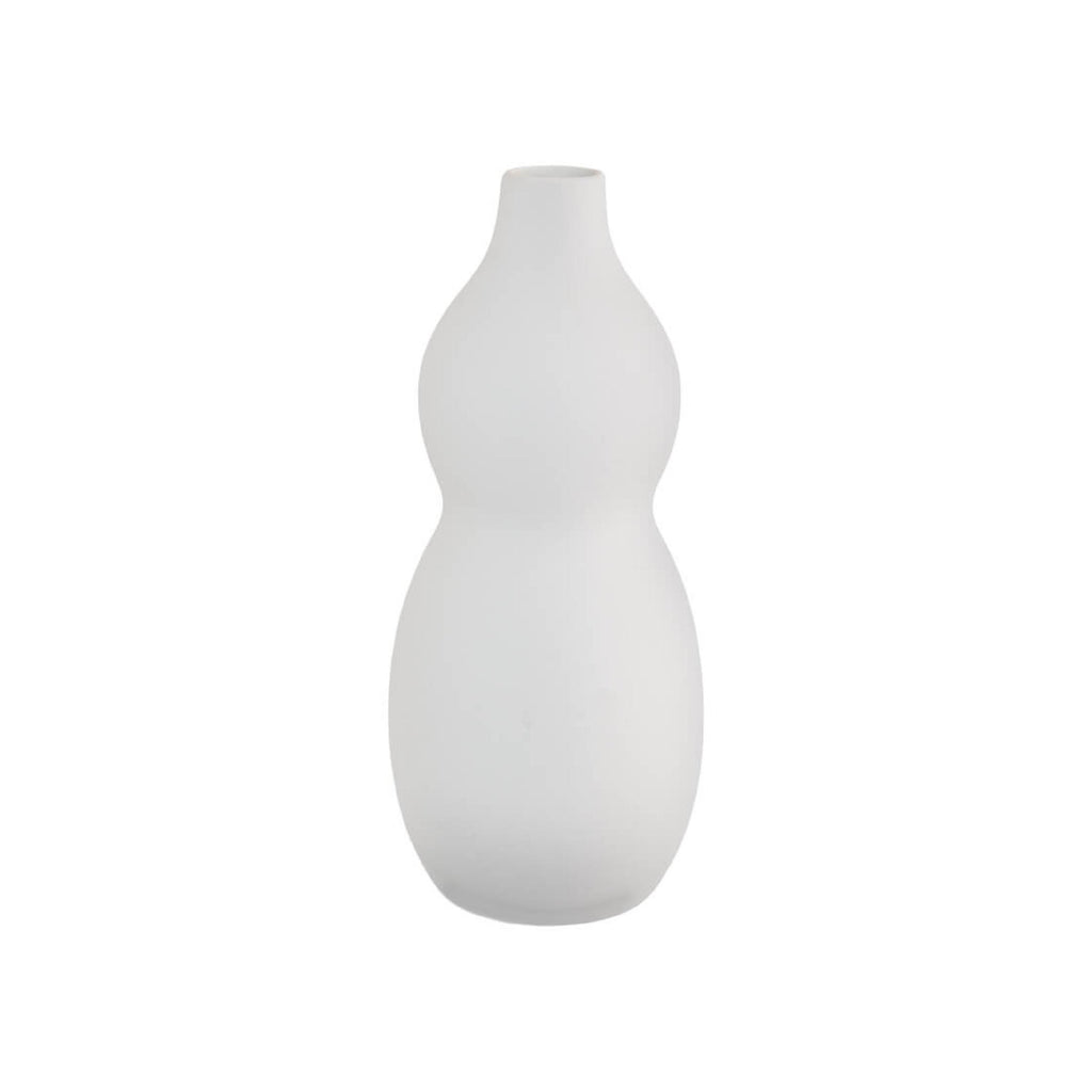 White curved ceramic vase