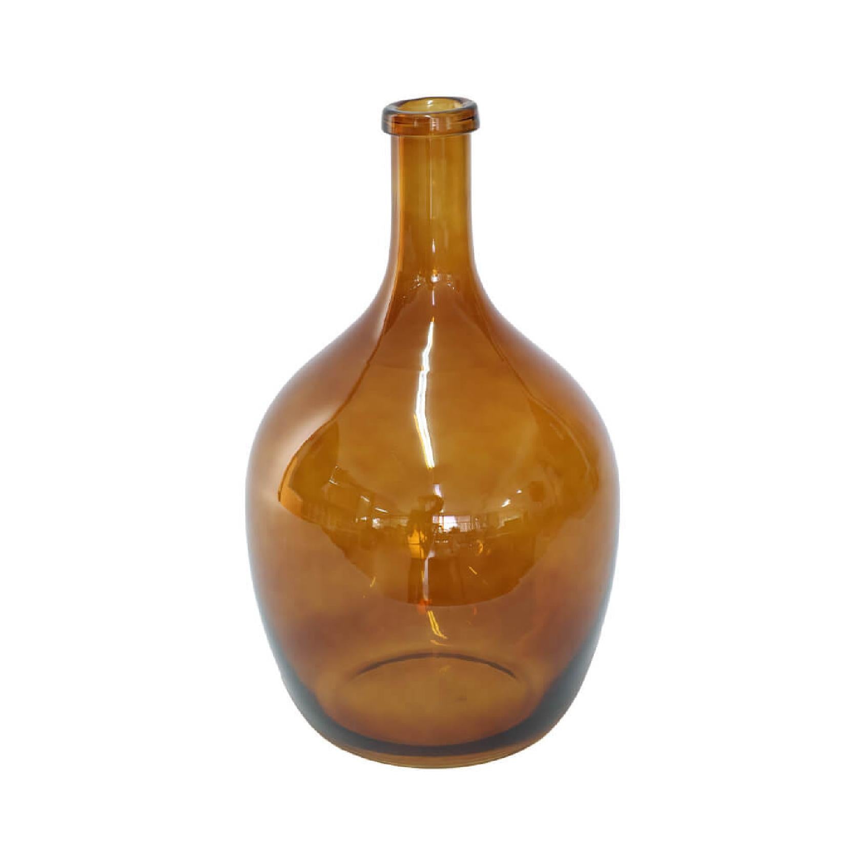 Amber glass bottle vase