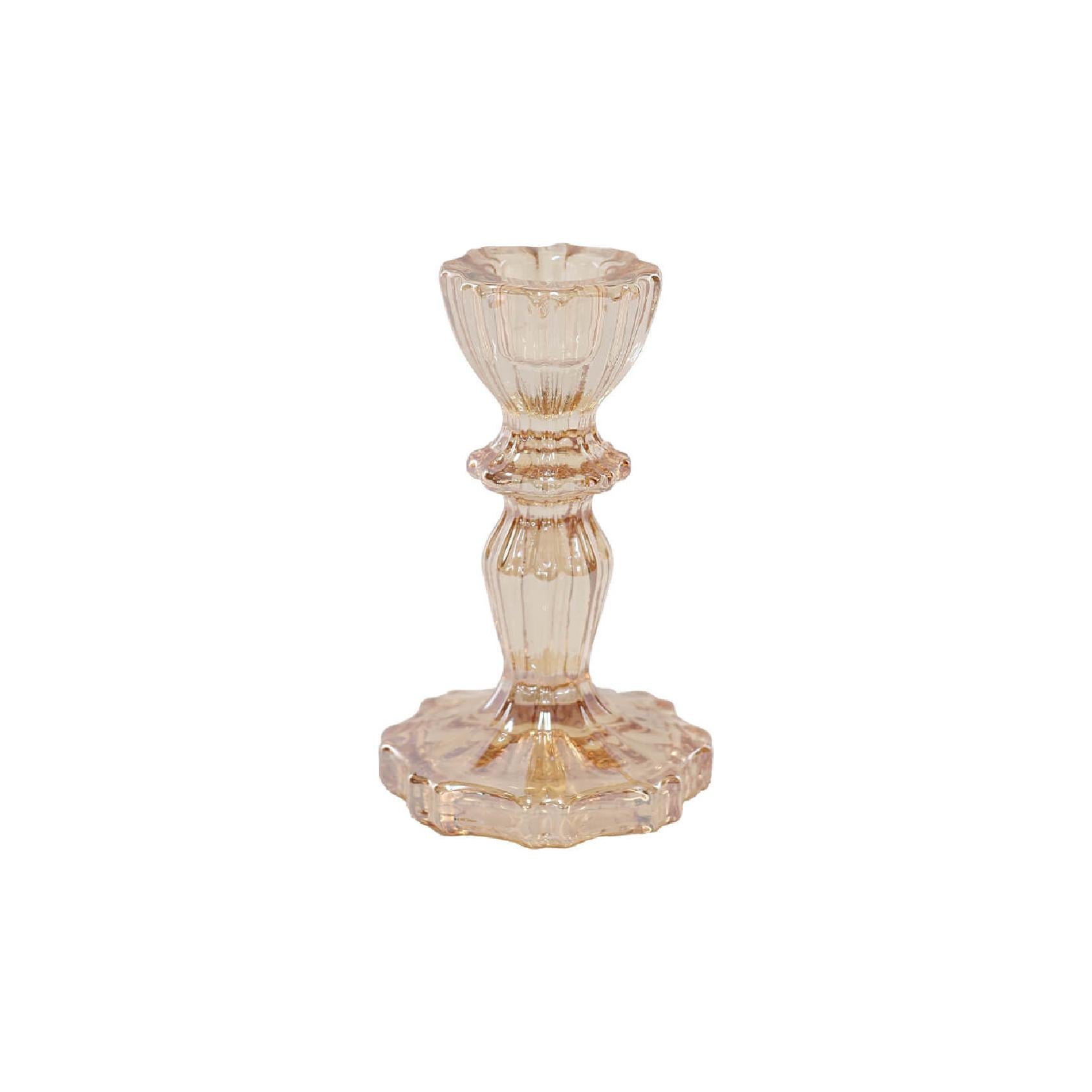 Decorative amber glass candle holder