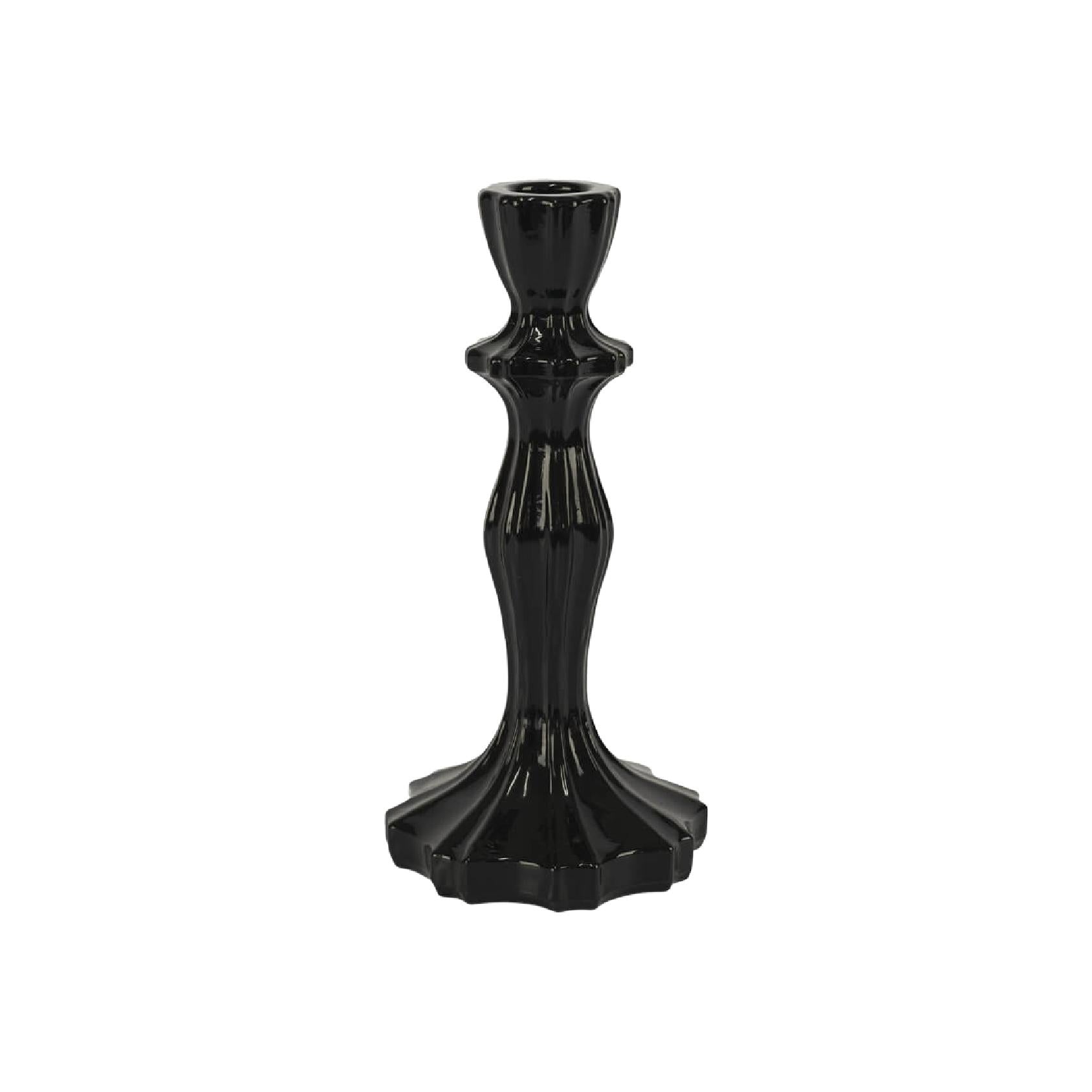 Decorative black glass candle holder