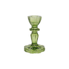 Decorative green glass candle holder