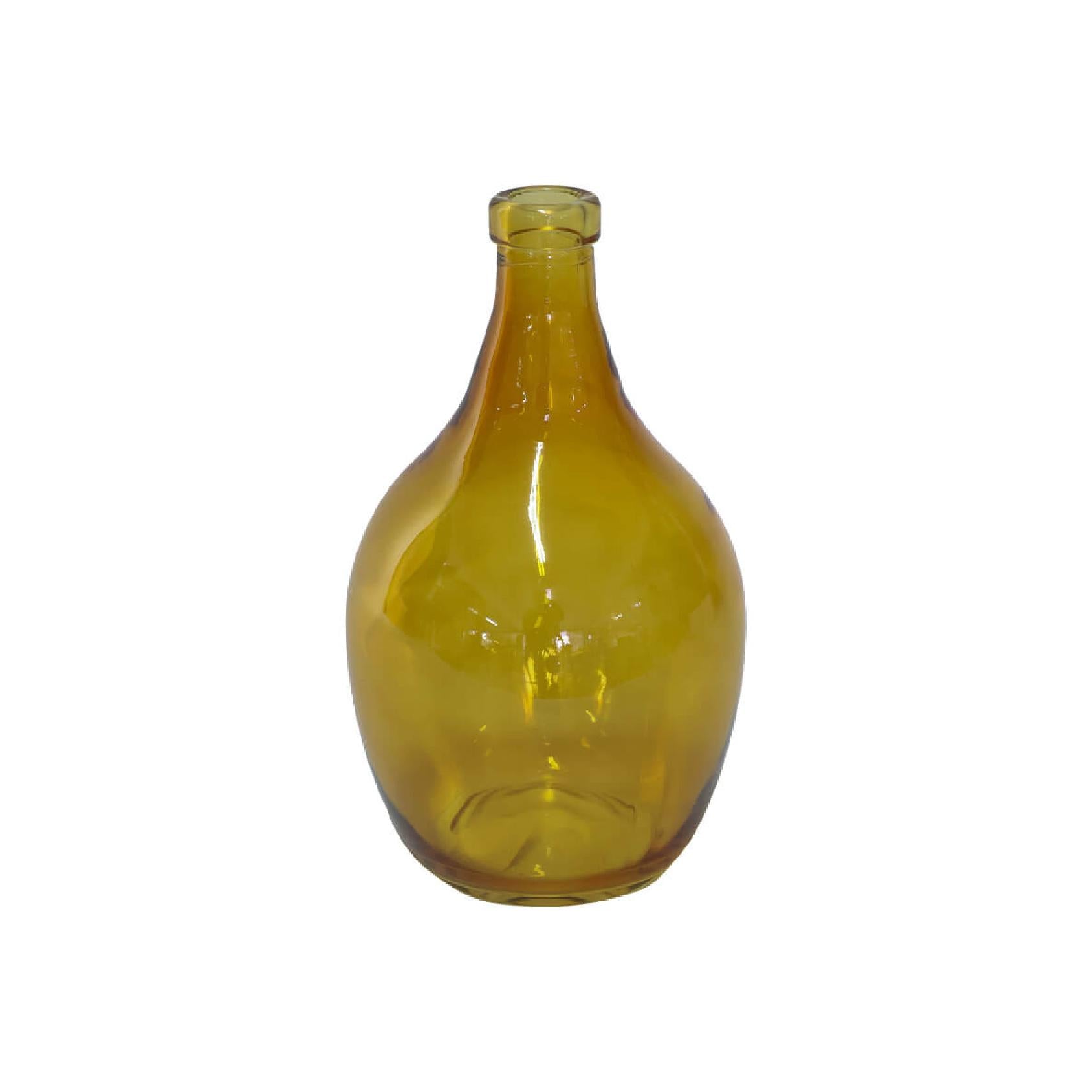Yellow glass bottle vase