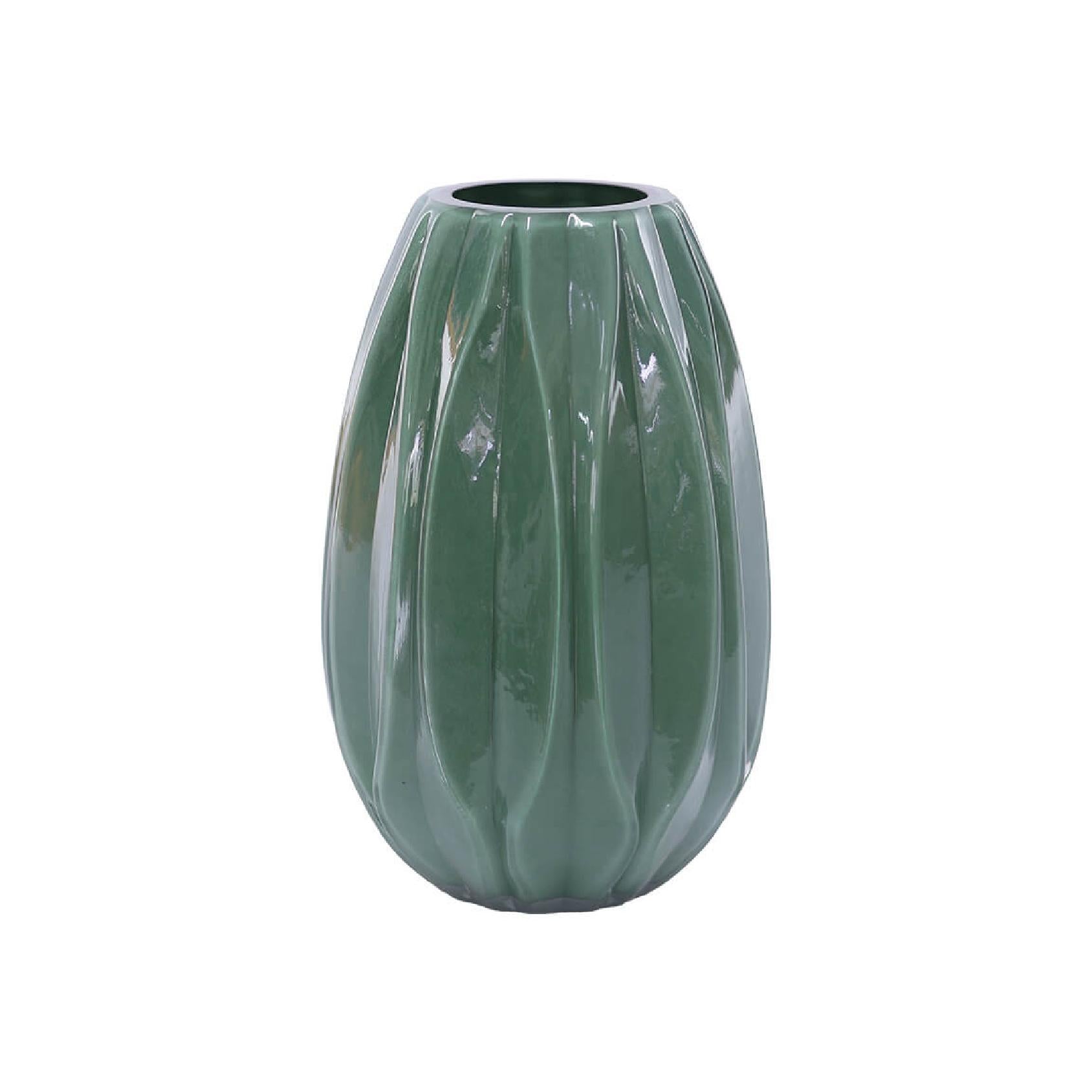 Green decorative glass vase