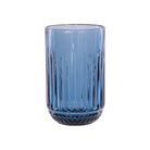 A ribbed blue glass tumbler