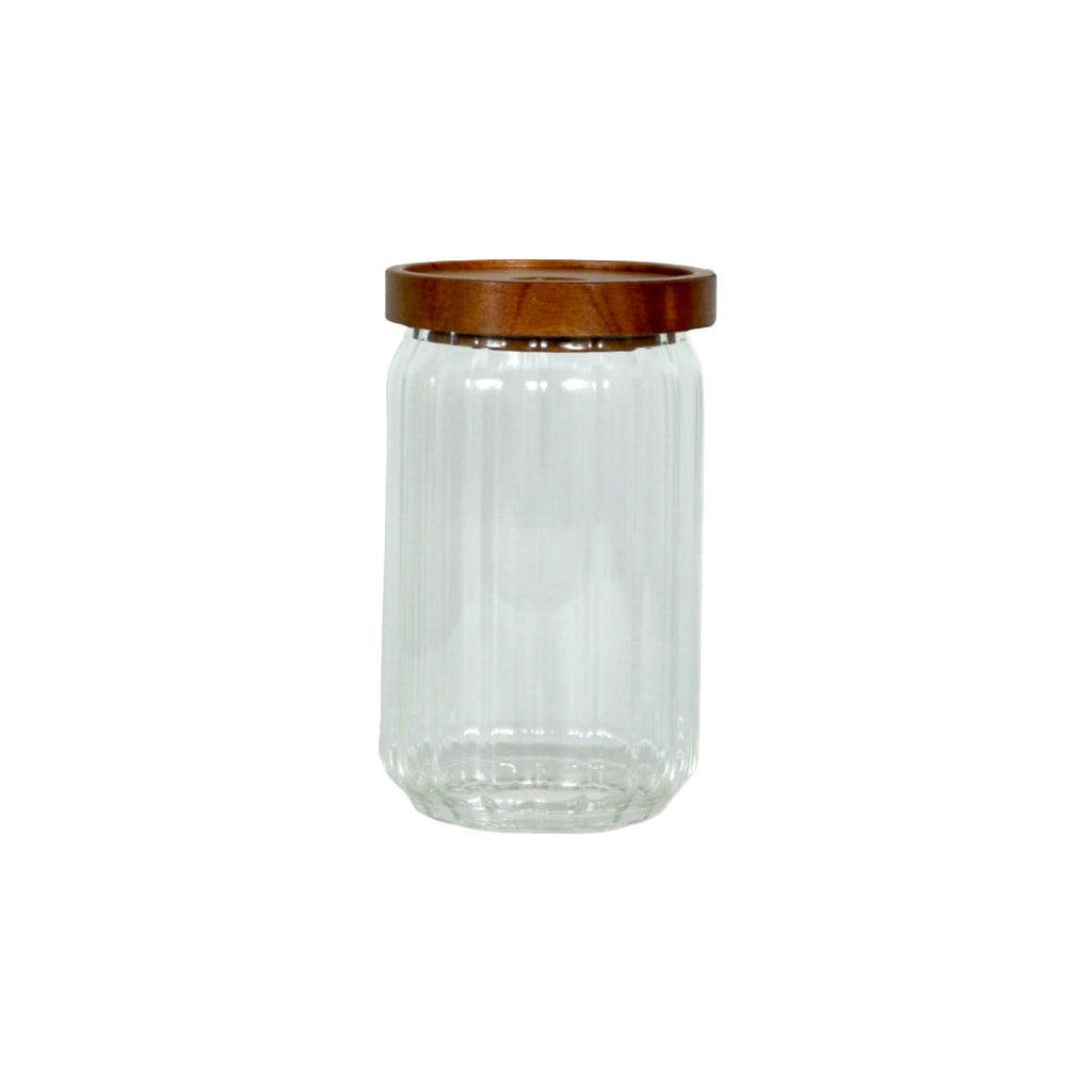 Glass jar with acacia lid