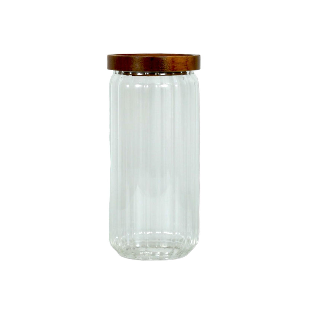 Glass jar with acacia lid