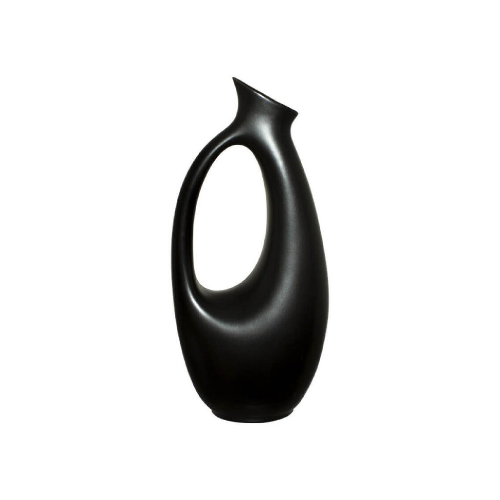 Gloss black handled vase