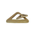 Gold metal decorative triangle object on a white background