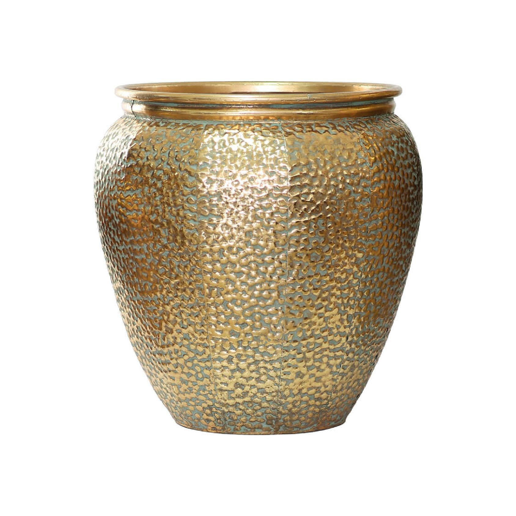 Gold hammered metal planter