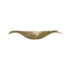 Elongated gold metal bowl with upturned edges
