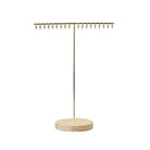 Gold metal and natural wood necklace holder with hooks