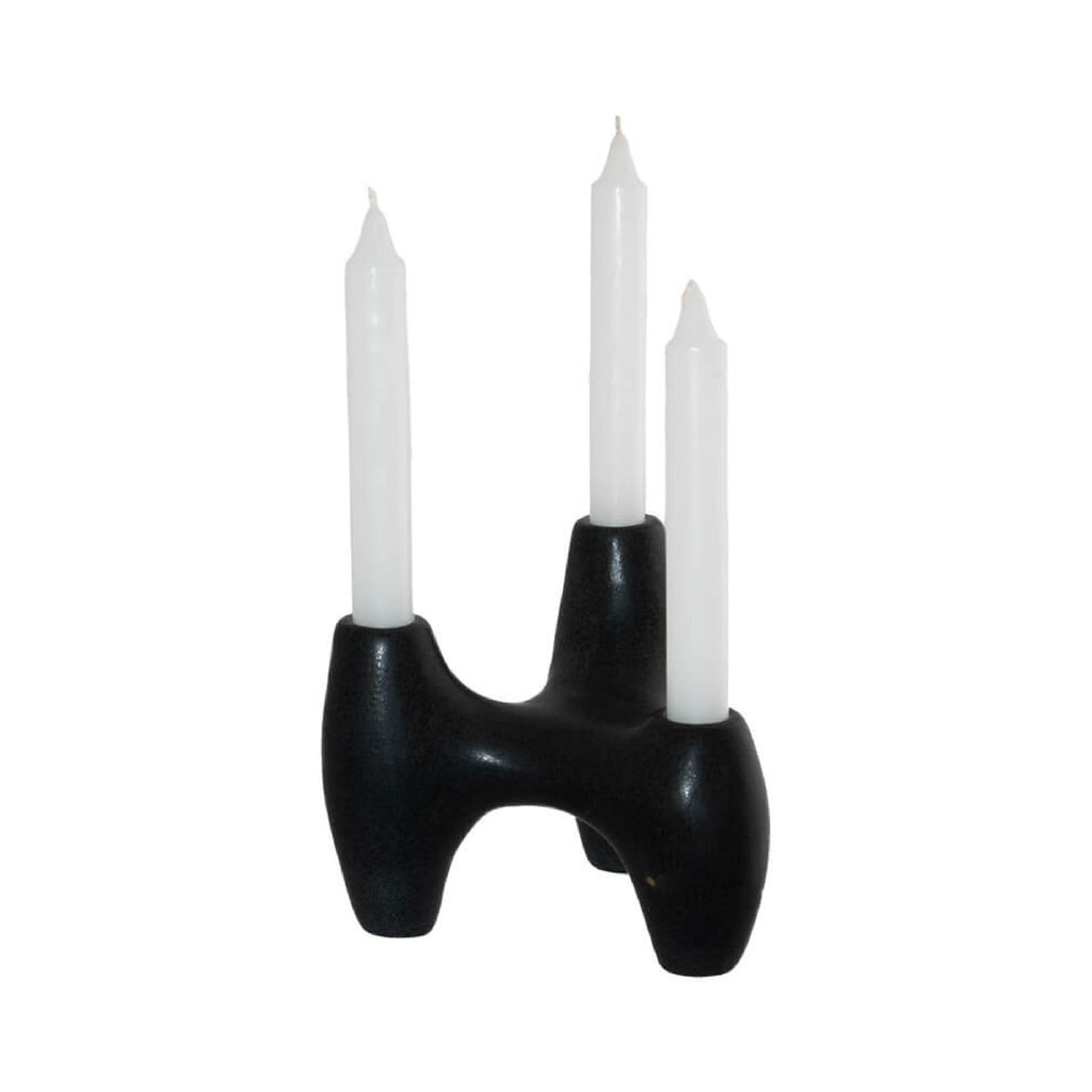 Graphite 3-arm candle holder
