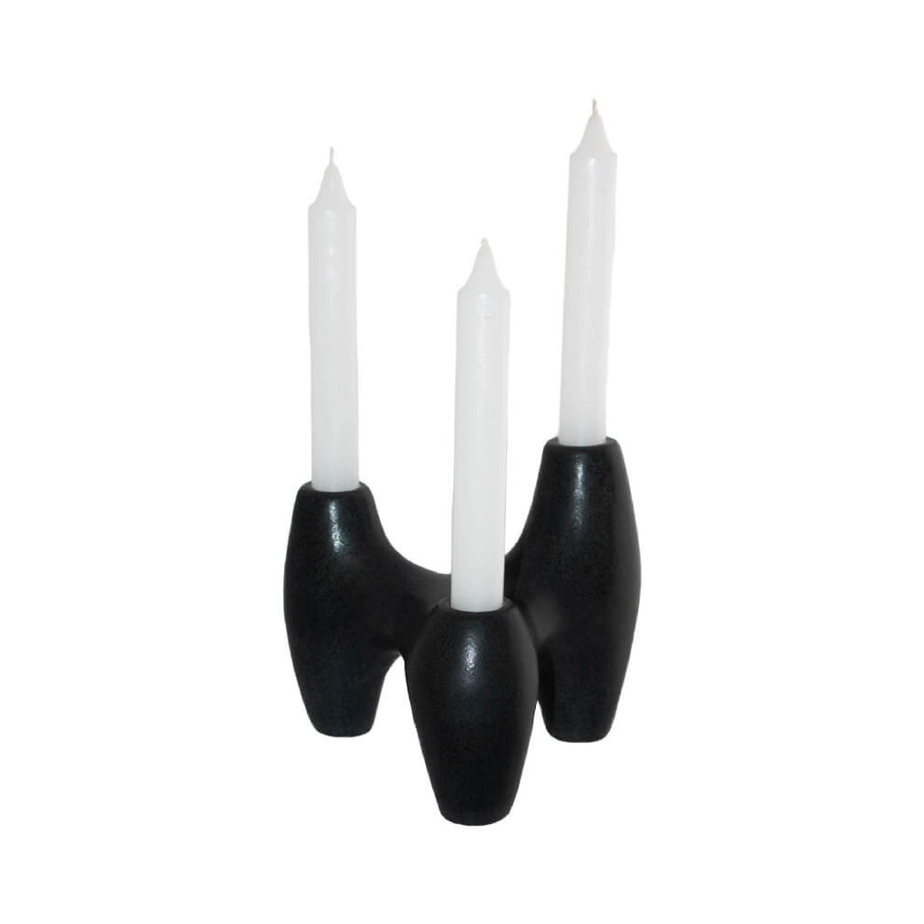 Graphite 3-arm candle holder